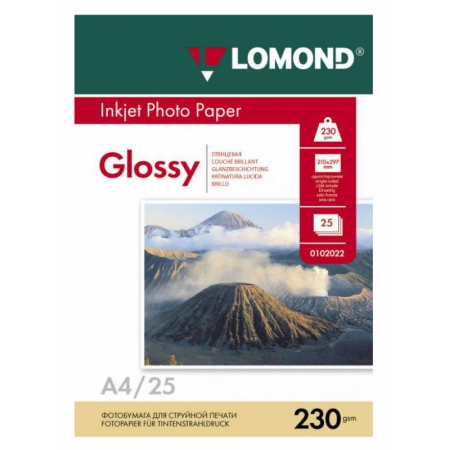 бумага lomond a4 230г/м2 25л глянцевая односторонняя фото (0102049)