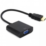 Переходник HDMI/VGA (19M/15F) 0.15м, черный (Gembird A-HDMI-VGA-04)