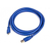 Кабель USB 3.0 AM/microBM 1.8 м (пакет) экранированный, позолоченные контакты, синий (Gembird CCP-mUSB3-AMBM-6)